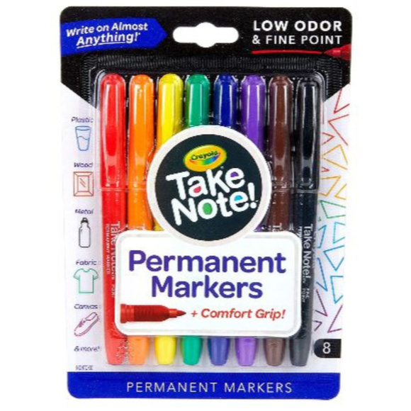 8 Pack Crayola Take Note Permanent Markers Fine Pt - Picture 1 of 5